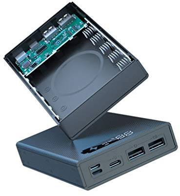 YUSHU - Display LCD rimovibile fai da te 5x18650 Custodia per batteria, Power Shell Scatola esterna portatile, senza batteria Powerbank Protector