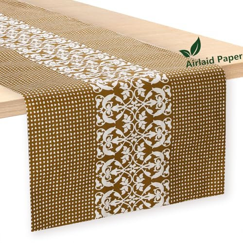 LEKOCH Einweg-Tischläufer, Airlaid-Papier, Tischsets, Linien-Haptik, für Esstisch, längenverstellbar, Braun, 40 x 1,2 m x 20 Stück