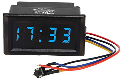Akozon Aukson Elektronische Uhr DC4.5-30V Wasserdichtes staubdichtes Auto Auto Elektronische Uhr LED Digitalanzeige(BLAU)