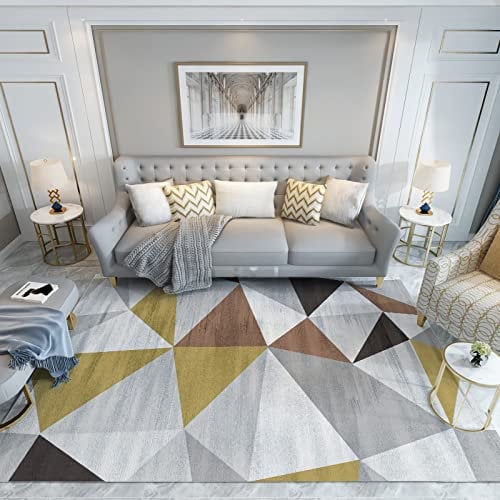 Carpets hallway runner,Grey Yellow Brown Black Geometric Design Washable Carpet gaming accessories for bedroom,carpets for bedrooms 200x300cm