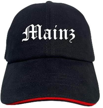 Mainz Cappy - Altdeutsch Bedruckt - Schirmmütze - Schwarz-Rotes Cap OneSize-SchwarzRot