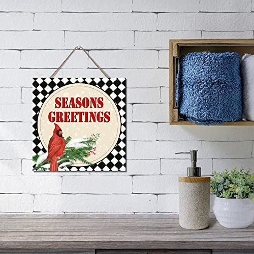 Holztafeln, Weihnachtsgrüße, Holz-Türschild, Palettenschild, Tier, Kardinal, Stechpalme, Pflanze, Tannenzapfen, Vintage-Stil, Wandtürkunstschild, hängendes Holzschild für Zuhause, Schlafzimmer,