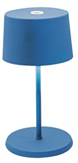 Zafferano, Olivia Mini Lampe, Tragbare und Wiederaufladbare Tischlampe mit Touch Control, Geeignet für Wohnzimmer und Außenbereich, Dimmer, 2700-3000 K, Höhe 22 cm, Farbe Capri Blau