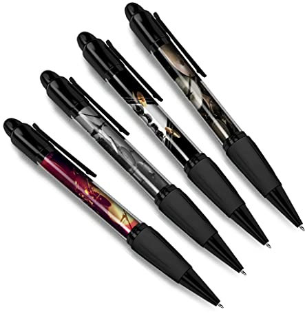 DV DESIGN Lot de 4 stylos à bille noirs à tambour – Kit d'instruments de musique pour amis, garçons, filles, hommes, femmes, stylo à thème #79334