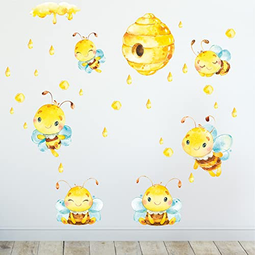 Sunnywall Wandsticker Wandtattoo Wandbild Baby Aufkleber Kinderzimmer Baby Wandaufkleber Spielzimmer (cute Bienen Bees)