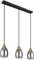 GLOBO Pendelleuchte Glas Hängeleuchte Glas Lampe Rauchglas, 3 flammig Holz natur Rauchglas Metall schwarz, 3x E27 Fassungen, LxBxH 55x10x120cm