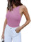 REORIA Damen Sexy Ärmellos High Neck Racer Back Halfter Tanga Bodysuits Gymnastikanzug Tanktops Violett L