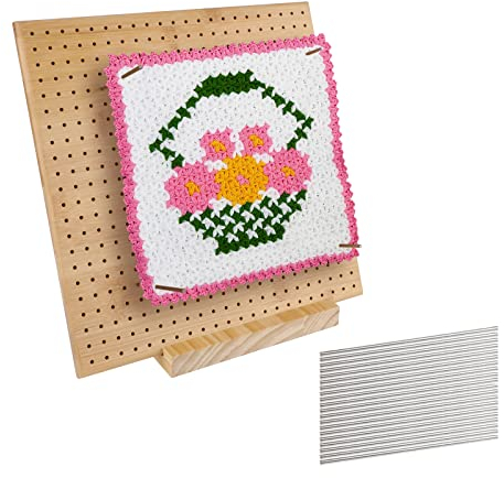 30 cm Blockierbrett Häkeln, Häkel-Blockierbrett mit 20 Edelstahlnadeln Bambus-Holzbrett zum Stricken, Häkeln, Granny Squares, komplettes Set