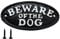 Beware Of The Dog Sign Gate Plaque With Screws Cast Iron 17.5cm Traditional Black White Rustic Finish 7inch Keep Children Pets Visitors Safe Fence Wall Easy Mount