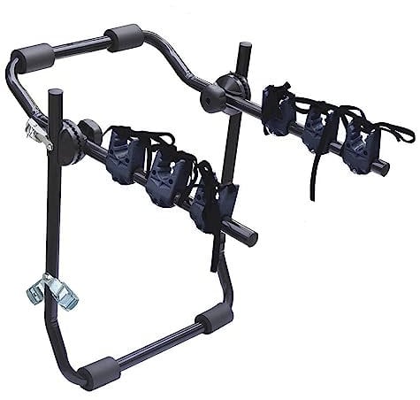 Susy Shop Porte-vélos arrière Universel pour Voiture capacité 3 vélos ou VTT 40 kg Pliable en Acier avec Bandes en Nylon et Crochets en Acier