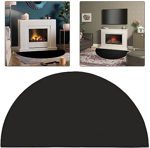 Ahpuhtan Feuerfeste Kaminmatte, 61 x 107 cm, Herdteppiche für Kamine, halbrunde Herdteppich-Pad für Kamin, Bodenschutz, Kaminteppiche für Holzofen drinnen und draußen