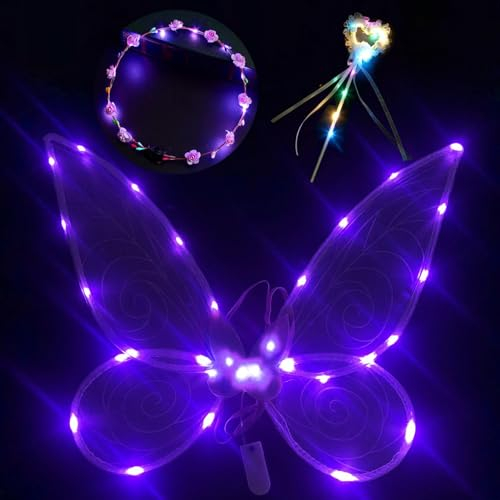 Feen Flügel,Fee Engel Prinzessin Set,Feenflügel Erwachsene,Feenflügel,Glitzernde Engelsflügel,Fairy Wings,für Karneval Geburtstag Halloween,Comic Con Themed Party