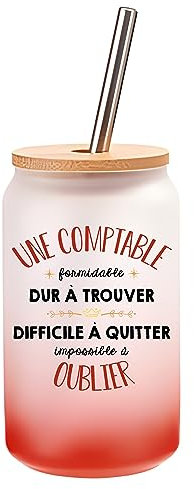 Verre Cocktail Une Comptable Formidable | Idée Cadeau Verre à Eau avec Paille