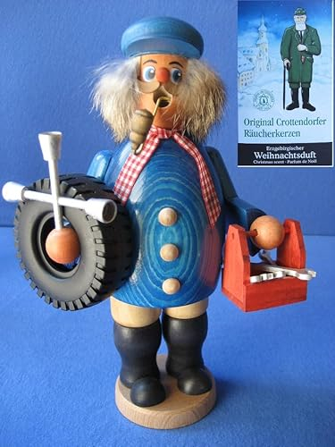 hand.kunst.ERZ Räuchermann 23cm, KFZ Mechaniker/Schlosser - Feine Handarbeit aus dem Erzgebirge - inklusive Räucherkerzen