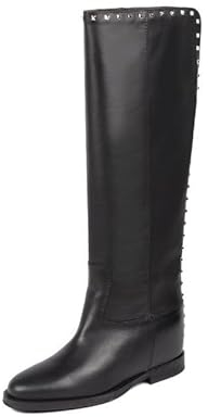 Via Roma 15 Stivale Alto Malibu in Pelle con Borchie Donna Nero (38.5)