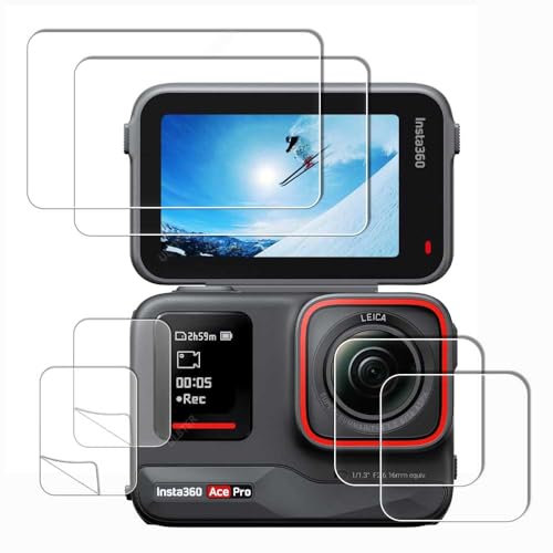 iDaPro Lens Screen Protector for Insta360 Ace Pro Lens + LCD Screen + Insta 360 Front Screen [6 Pcs] Tempered Glass Bubble Free