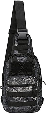 Folpus Tasche für die Brust - Kompakter Schulterrucksack für Outdoor-Aktivitäten, Schwarz Pythons Korn