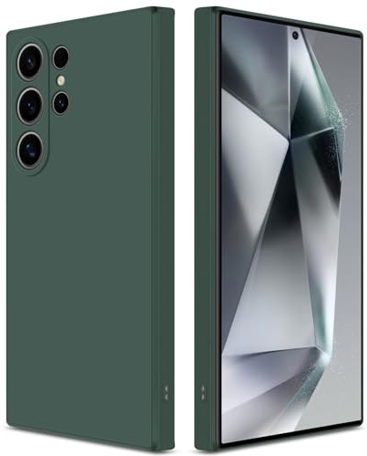 GiiYoon Cover per Samsung Galaxy S24 Ultra 5G Custodia in Silicone, Custodia Antiurto Case Sottile in Silicone TPU con Strato Interno in Fibra e Protezione della Fotocamera, Verde