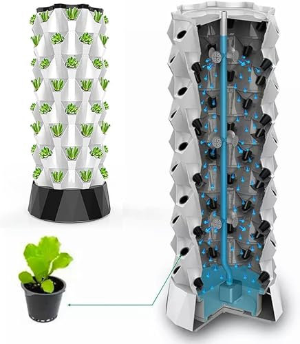 Indoor Gardening Hydroponic Growing System, Column Tower Planting Box, Hydroponic Equipment, DIY Soilless Culture Growing Kit, with 48/64 Planting Points, Gift for Gardening Enthusiasts 10thfloor