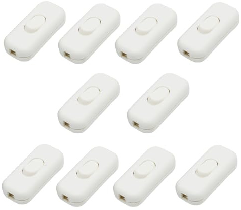 Interruttore in linea bianco, 6 A, 250 V, interruttore a bilanciere, interruttore a bilanciere, interruttore a 2 fili e 3 fili, per tutti i tipi di lampade elettriche, lampade da tavolo (10)