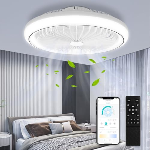wowspeed Deckenventilator mit Beleuchtung, 3000-6500K Fan Deckenleuchte mit Fernbedienung, Einstellbare Windgeschwindigkeit Timer Ventilator lampe für Wohnzimmer Schlafzimmer