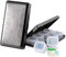 Tablettenbox 7 Tage 8 Fächer, Reise Metall Pillenbox.BPA-freier Tragbarer Pillenbox für Medikamenten (Gemustert Schwarz, Groß)