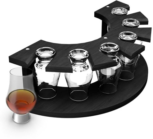 Lacinoeo Storage Box for Glencairn Whisky Glass,6 Whiskey Glasses Holder for Organizer, Sturdy Construction to Prevent Bumping Whisky Storage Leather Case - The Perfect Whisky Gift (black)
