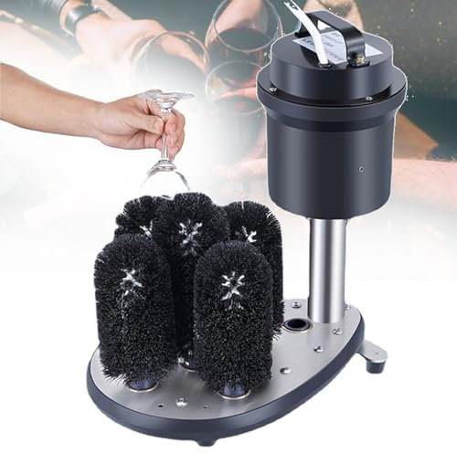 KJZQXYX Tabletop Electric Cup Washer W/ 5 Cup Brushes,Electric Commercial Glass Washer, Wine Glass Cleaning Machine for Bars