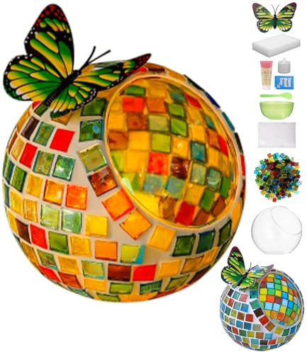 SOBEAU Glasmosaik-Kerzenhalter-Kit, Mosaik Bastelset Lampe, Mosaikstein-Basteln für Kinder,Zuhause, Beleuchtung, dekorative Teelichthalter,Handgefertigte Geburtstagsgeschenk