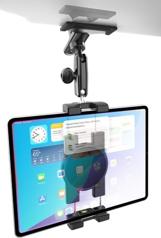 Wukanleng Supporto Tablet Visiera Parasole Auto per 4,7-13 Tablet, Robusta Clip Visiera Parasole Porta Cellulare per Auto Con Adattatore 1/4 in Metallo per iPad 12.9/Galaxy Z/iPhone/Camera