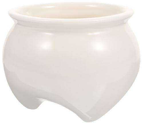 YARNOW Vaso Per Piante Grasse in Ceramica Bianco, Design Elegante Stile Giapponese Con Treppiede, Fioriera Compatta Con Foro Di Drenaggio, Ideale Per Decorazioni Di Casa E Ufficio, 3.5 Pollici