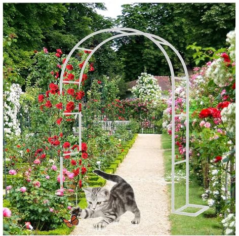 Arco da giardino in metallo con struttura in ferro resistente, per piante rampicanti, decorativo, per matrimonio, colore nero, 40 cm, base laterale inclusa