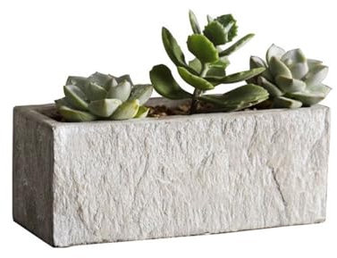 guiling-1986 Macetas Maceta Rectangular con Raya de Piedra, con Agujeros de Drenaje, Maceta de Cemento, for Dormitorio, Ventana, jardín (3 tamaños) Maceteros(Grande)