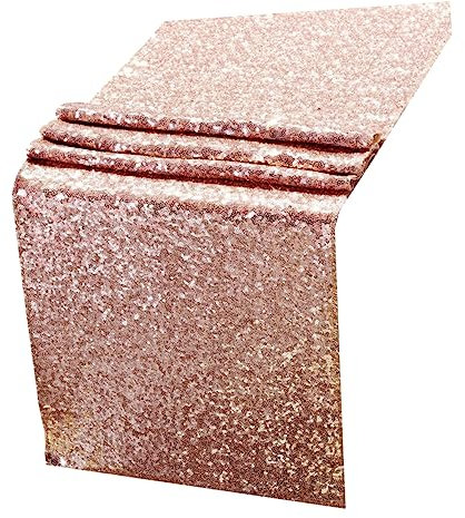 COLLBATH Nappe Chemin De Table pour Mariage Chemin De Table à Paillettes Rose Gold