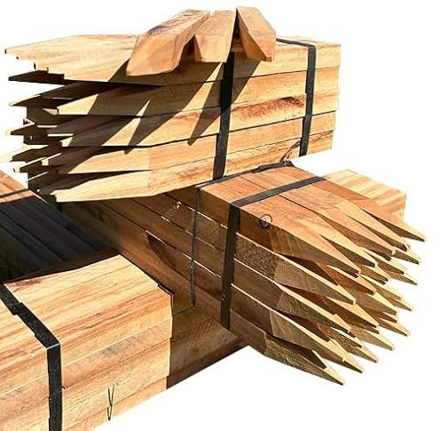 Holzpfähle Holzpflöcke Pflanzstäbe quadratisch mit vierkant Spitze 25 Stück | Eukalyptus | Holzpfähle für Markierungen | Rankstab für Pflanzen, Holzpfosten zur Abgrenzung - Stärke 2,5x2,5cm (40)