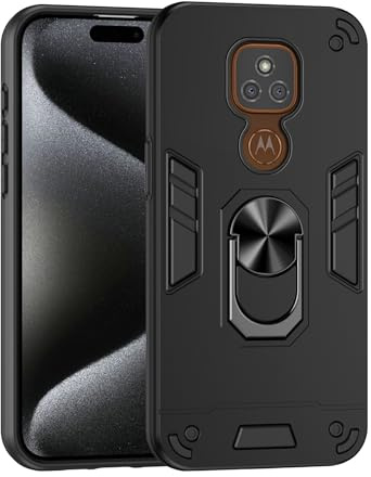 Lucyliy Funda para Motorola Moto E7 Plus Funda [con Protector de Pantalla de Cristal Templado] Compatible con Motorola E7 Plus Funda Case Carcasa Black