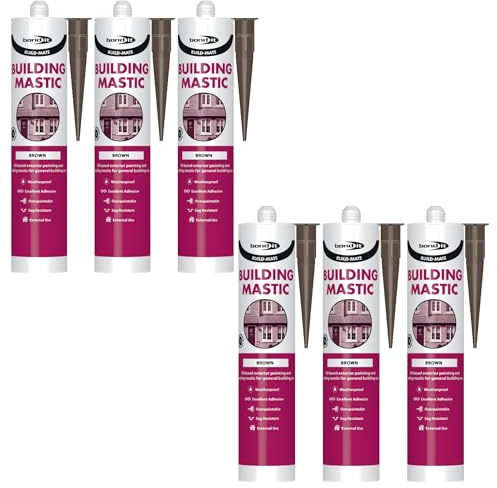 Bond It BUILD-MATE Building Mastic Silicone Sealant – 6x Brown, 310ml | Oil-Based Silicone Gunnable Pointing & Sealing Mastic for Exterior | Weatherproof Sealant Adhesion to Building Materials
