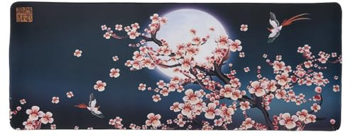 lachineuse Tapis DE Souris XXL - Fleurs de Prunier - Asie Eternelle - 800 x 300 x 3 mm - Multicolore - Déco Japonaise - Antidérapant et Résistant à l'eau - Déco Bureau - Idée Cadeau Japon Asie