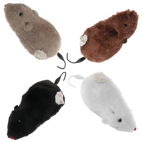 4 PCS Mouse Wind Up Toys for Kids,Funny Jumping Rat Plush Mice with Twirling Tail Classic Prank Realistic Mouse Fake Rat Toy for Children Kids Bag Fillers Party Favors