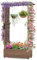 HOMASIS Blumenkasten mit 2 Rankgitter & Dachregal, Hochbeet mit Spalier, Holz Pflanzkasten für Kletterpflanz Blumen, Pflanzkübel Pflanzgefäß Rankhilfe für Garten Balkon Terrasse (110x44x182cm, Braun)