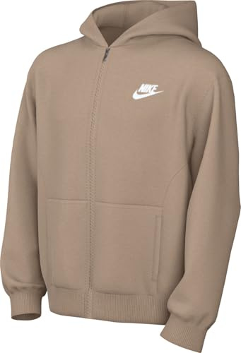 NIKE Unisex Kinder Sportswear Club Fleece Für Ältere Kapuzenjacke, Hemp/White, 14-15 Jahre EU