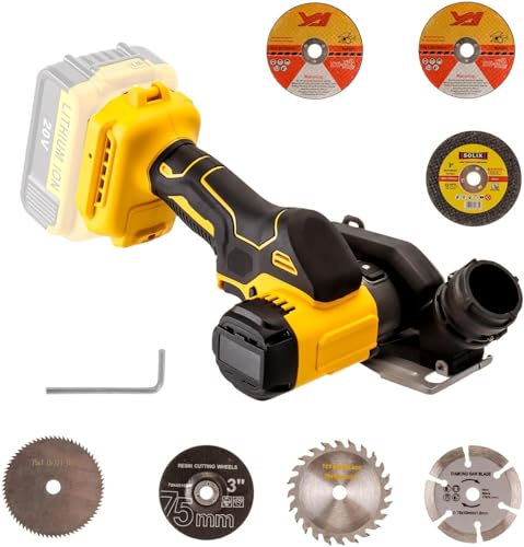 Cordless Cut Off Tool Compatible With DeWalt 20V MAX Battery Compact Rotorazer Saw Brushless with 3 Blades,7,000RPM for Metal/Wood/Tile/Plastic Cutting(Too Only) (Yellow)