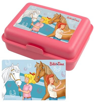 United Labels Bibi & Tina Brotdose - Pferde Hufeisen Lunchbox Butterbrotdose mit Trennwand Rosa