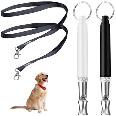 2Stück Hundepfeife Rückruf,Hundepfeife Hochfrequenz Lautlos,High-Frequency Quiet Adjustable Barking With Lanyard Hundepfeife Lautlos,Vielseitig Erziehungshilfen Für Klicker Hunde (Schwarz Weiß)