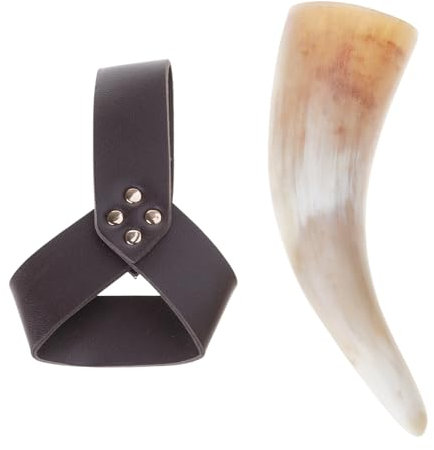 Wikinger-Trinkhornbecher mit Lederholstern, Bierkrug, Renaissancen, Mittelalter-Bierbecher, Halloween, Cosplay, Kostüme, Wikinger-Trinkhorn mit Lederholstern, 2 Stück