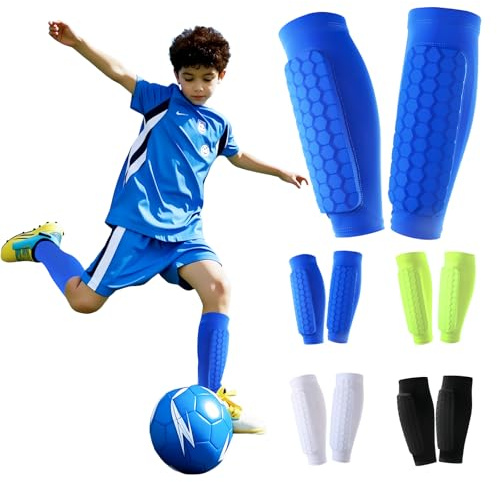 Shyllin 1 par benskydd barnfotboll, ventilerande och stöttåliga shin pads för pojkar och flickor, perfekt för fotboll, basket, cykling, bergsklättring