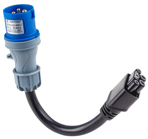 WSPIHO CEE Adapter 3 Pin 16A für EV-Ladegeräte, kompatibel mit Tesla Mobile Connector Gen 2, 0,3 m Tragbares CEE Verlängerungskabel