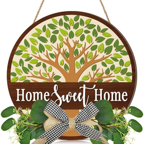 CHDITB Home Sweet Home Sign Boho Welcome Sign Front Door Wreath New Home