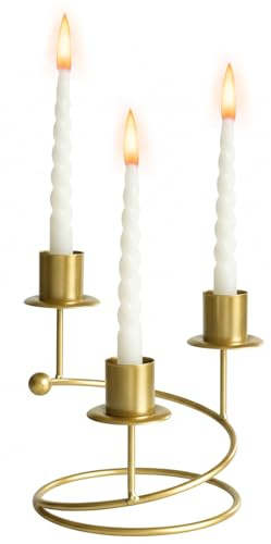 Kerzenständer Rotierender Kerzenhalter Stabkerzenhalter Vintage Gold Metall für Stabkerzen, Tischdeko Hochzeit Abendessen Kamindekoration Wohnkultur, Kerzenlicht Schrankdekoration