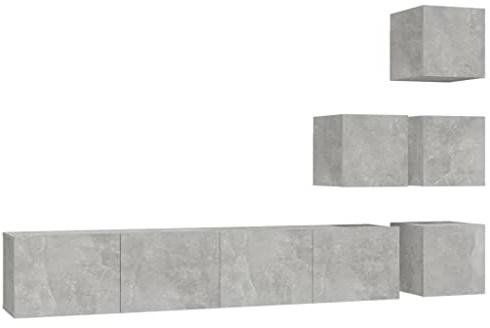 PUGYNBK Mobile TV a parete grigio cemento in legno composito di legno, mobile TV sospeso dal design elegante, mobile pensile decorativo per soggiorno, offre ampio spazio per le chiavi